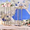 金の花の立場長方形の金属製の花瓶結婚式装飾パーティーテーブルセンターピースロードホテルIMAKE0130のロードリード