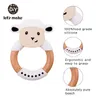 Baby Beißringe Spielzeug Lets Make Tier Silikon Beißring Holz Kaninchen Ring 1 STÜCK BPA Freies Zubehör Kinderkrankheiten Lebensmittelqualität 230427