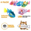 Jouets Mise à Niveau Chat Jouet de Poisson électrique interactif Jouet de Chat d'eau pour Jouer en intérieur Jouet de Poisson de Natation pour Chat avec lumière LED Jouets pour Animaux de Compagnie 4 pièces