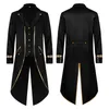 Herrgravrockar herrarna smala fit smoking gotisk jacka steampunk tailcoat lång kappa halloween medeltida kostym rock guld trim