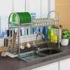 Stoccaggio da cucina Lunghezza regolabile: 60-100 cm Scaffale in acciaio inossidabile 304 Scolapiatti Lavello Ciotola Piatti Bacchette Forniture S