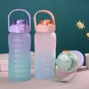 Wasserflaschen mit großem Fassungsvermögen, Farbverlauf, Plastikbecher, Sommer, PC, mattiert, Sport-Wasserflasche, Strohbecher, umweltfreundlich, rund, Zylinder, Erwachsene, tragbar, 230428