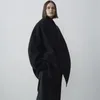 Womens Wool blandar R0W Autumnwinter Coat med kashmir svart långärmad dubbelbröstad master jacka fällbar krage varm 231127