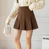 Jupes coréennes taille haute jupes plissées femmes automne hiver jupe en velours côtelé Harajuku Vintage Shorts jupe Kawaii filles marron noir M277 230428