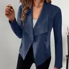 Kvinnorjackor Lady Solid Color Coat Vintage Faux Suede Jacket Stylish Lapel dragkedja fickor Slät vindtät för en tidlös look