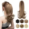 Synthetic Claw Clip In Ponytail Hair Extensions Hairpiece 14" Blonde Hair Wavy False Pigtail With Elastic Band Horse Tail