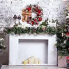 Fiori decorativi Natale artificiale 30 cm Ghirlanda rossa Mela della neve Mirtillo rosso Rosa e nodo ad arco Appeso alla porta