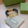 Mode Klassieke Designer Platte Bruine Merk Charme Lederen Metalen Slot Armband voor Mannen en Vrouwen Liefhebbers Sieraden Cadeau