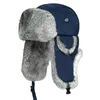 Trapper Hats Ryssland Winter Real Fur Hat Män utomhus vindtätt super varm riktig kanin pälsbombare hattar naturliga mjuka naturliga kanin päls kepsar 231128