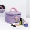 Custodie per borse per cosmetici PURDORED 1 Set Borsa per trucco floreale in tinta unita Set con cerniera Borsa per cosmetici grande in velluto a coste morbido Set da viaggio per trucco femminile 230428