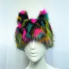 Kappen Hüte Imitation Pelz Hut Regenbogen Katze Ohr Kopfbedeckung Festival lustige Kleid Hut Party Leistung Farbe Fuchs Haar warme Mütze 231127