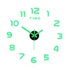 Horloges murales autocollants d'horloge lumineuse simple sans cadre brillant décoratif pour salle à manger cuisine bureau chambre décoration de la maison