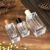 Rectangle Glass Bottles with Wooden Cap Perfume Bottle Perfume Spray Glass Bottles Eafiu