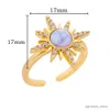 Eheringe Zirkon Stern Naturstein Ringe für Frauen Vintage Gold Farbe Edelstahl Ring Hochzeit Paar Ringe Luxus Schmuck Geschenk R231128