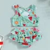OnePieces EWODOS Toddler Baby Girls Lovely Bikini Set Sweet Watermelon Print Ruffles Tops Briefs Dots Tasseled Coverup Maillots de bain Ensembles 230427