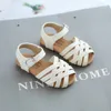 Sandaler Sandal Balita Perempuan Peep Toe Lintas Band Berongga Harian Polos Anak Anak Musim Panas Sepatu 21 30 Tiga Warna Cahaya Anak Slider 230428