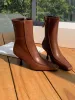 2023 New Fashion Retro Simple Style Side Zipper High Heel Short Boots