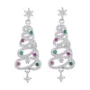 S 925 Agulha de Prata Brincos de Atmosfera Festiva Europeia e Americana Atacado Nicho Design Sense Zircon Flocos de Neve Coloridos Brincos de Árvore de Natal