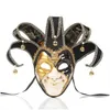 Feestmaskers fl face mannen dames venetiaans theater joker joker maskerade masker met bells mardi gras ball halloween cosplay kostuum 4 d dhpms