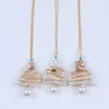 Chains Fashion Natural Pearl Christmas Tree Pendant Necklace Pentagram Ladies Wedding Party Jewelry