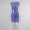 Casual Dresses Cut Out Bandage Bodycon Dress Women Sleeveless Sexy Mini Summer Party Night Club Outfits Black Blue