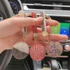 Multicolor Rhinestone Crystal Ball Car Keychain Flash Diamond Lady Bag Pendant Ring Women Car Key Chains Fashion Jewelry Party Gifts