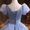 2023 shiny blue Mother Of The Bride Dresses Long princess bling tulle big bow Beaded Stones Formal Party Prom Evening Mother Dress plus size sexy wedding guest gown