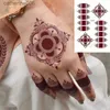 Tatueringar färgade ritning klistermärken vattentäta henna tatueringar för hand maroon brun blomma tatuering klistermärken tillfällig falsk tatuering för kvinnor bröllop tatool231128