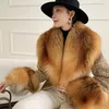 Lenços Grande Tamanho Inverno Real Fur Collar Cuffs Set Neck Warmer Mulheres Xaile Furry Fofo Fox Fur Scarf Luxo Lenços Casaco Decor 231127