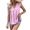 Women's Blouses Womens Tank Tops Loose Fit Summer Ruffle 3 Quarter Sleeve Shirts Women Blouse With Sleeves Graphic Tee