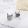 Stud Mode Silber Farbe Kreative Retro Frauen Katze Maske Stud Ohrring Trendy Street Punk Stil Ohr Pin Edlen Schmuck YQ231128