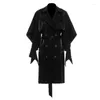 Trench-Coats Femme Mode Printemps Automne Dames Coupe-Vent Shine Irrégulier Flash Revers Double Boutonnage Moyen Long Cocoon Manteau