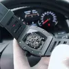 Diseñador Ri Mlies Relojes de lujo Reloj completamente mecánico Rm055 Movimiento automático para hombre Espejo de zafiro Correa de reloj de goma Relojes de pulsera suizos de alta calidad