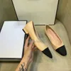 Yüksek Topuklu Slingbacks Kanal Moda Ayakkabıları Orijinal Deri Açık Resmi Tıknaz Topuk Sandalet Bale Daireler Ayakkabı Mirasçı Tasarımcı Kadın