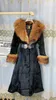 Женское длинное пальто из смесовой шерсти ANNSIRGRA, зимнее длинное пальто из натурального меха кролика с воротником из лисьего меха и рукавами, толстое теплое модное пальто для женщин 231128