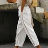 Pantalon femme lavable en machine élégant femmes pantalons de survêtement en coton lin avec poche pour fille