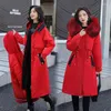 Trenchs pour femmes Manteaux d'hiver 2024 Veste d'hiver épaisse et chaude Doublure en fourrure Longue Parka Col Manteau à capuche Casual Parkas détachables Mujer