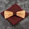Neckband Mahoosive 3D Design Mens Pocket Square Bow Tie Set Wood Tie Gravatas Bowties Wedding Business Suit Wood Bow Ties Hankies 231128