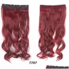 Haarteile Lelinta 24 Curly 3/4 Fl Head Synthetic Extensions Clip On/In Hairpieces 5 Clips 155G Wine Red 28 Drop Delivery Products Dhsoj