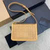 19/23cm Mini Straw Bag Flap Crossbody Bag Hollow Out Women Shoulder Bag Designer Handbags Luxury Beach Bag Crochet Knitting Toothpick Cowhide Purse Clutch Dinner Bag