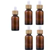 Amber White Glass Dropper Bottle Sample Vial with Bamboo Cap for Essential Oils Perfume Cosmetic Liquids Hpcqg