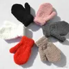 Children's Mittens Winter Coral Fleece Kids Short Gloves Children Baby Solid Knitted Plush Furry Full Finger Mittens Autumn Hand Warmer 1-4Years