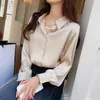 Damen Blusen Luxuriöses Design Khaki Shirt 2023 Frühling Herbst Langarm Top Satin Damen Chiffon Formale Professionelle Arbeit