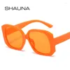 Sonnenbrille SHAUNA Fashion Polygon Square Frauen Orange Rosa Farbtöne UV400 Männer Gradient Sonnenbrille