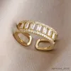 Anneaux de mariage bijoux délicats zircone géométrique anneaux réglables pour les femmes couleur or 14K bagues de fiançailles cadeau R231128