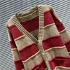 Automne/hiver hommes femmes marque de mode designer évider jacquard rayure patchwork cardigan pull veste manteau