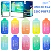 Original EPE Unik Ultra 5500 Puffs Vape Pen 30 sabores 14ml 550mAh Dispositivo de pluma Vape recargable