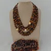 Bärade halsband Yygem 18''21 '' 4strands Natural Smoky Quartz Tiger Eye Round Necklace for Women 230428