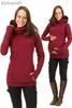 Maternity Tops Tees Pregnant's Women's Breastfeeding Clothes Hooded Sweater Nursing Maternity's Solid Color Long Sleeves Winter Clothes WomenL231128