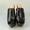 Olomm Handmade Women Summer Platform Mules Sandali Zeppe Tacchi alti Open Toe Elegant Black Party Shoes Donna US Plus Size 5-20